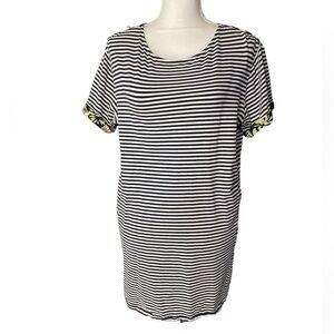 Joh Blue White Striped Oversized Pocket Tunic Top Women’s Medium